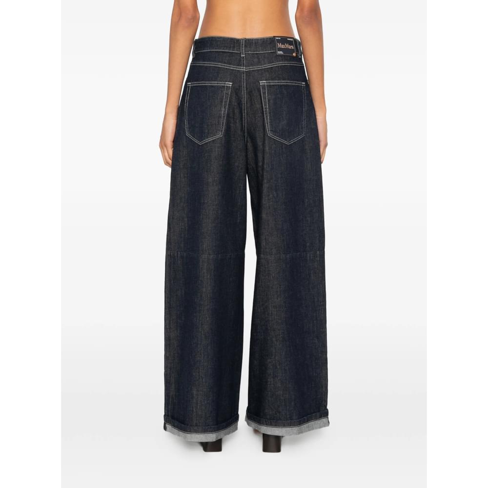 S Max Mara Blue Denim - Wide-Leg Jeans Women