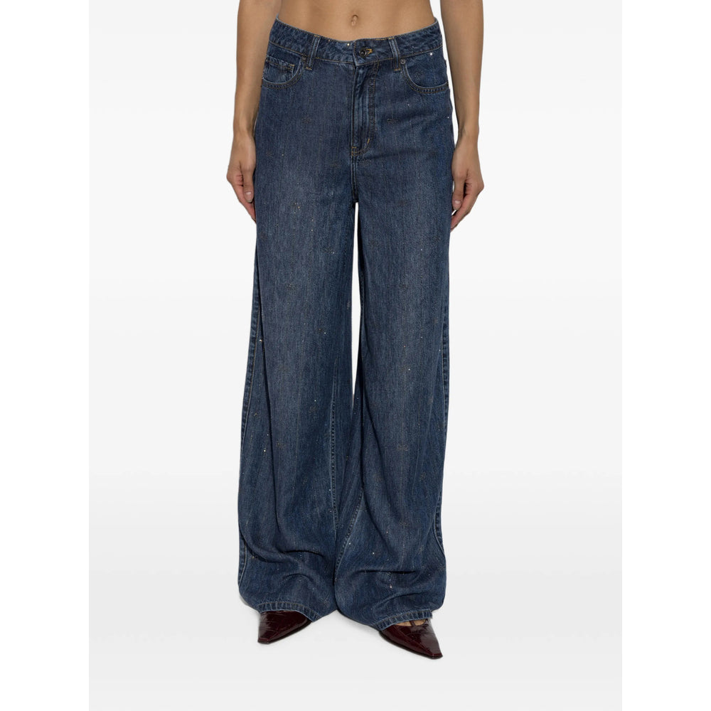 Self-Portrait Blue Denim - Wide-Leg Jeans Women