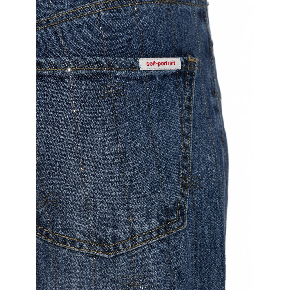 Self-Portrait Blue Denim - Wide-Leg Jeans Women