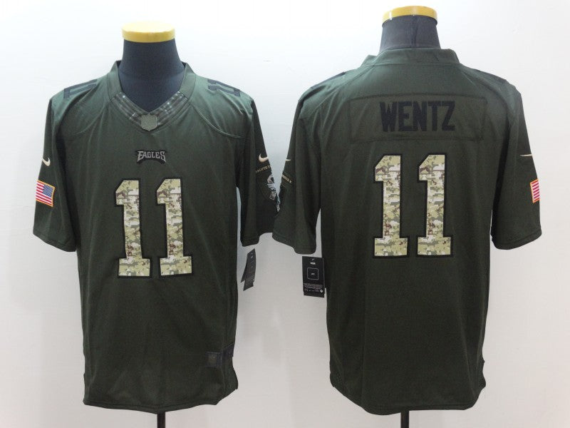 Men's Philadelphia Eagles Carson Wentz #11 Army Green Game jersey