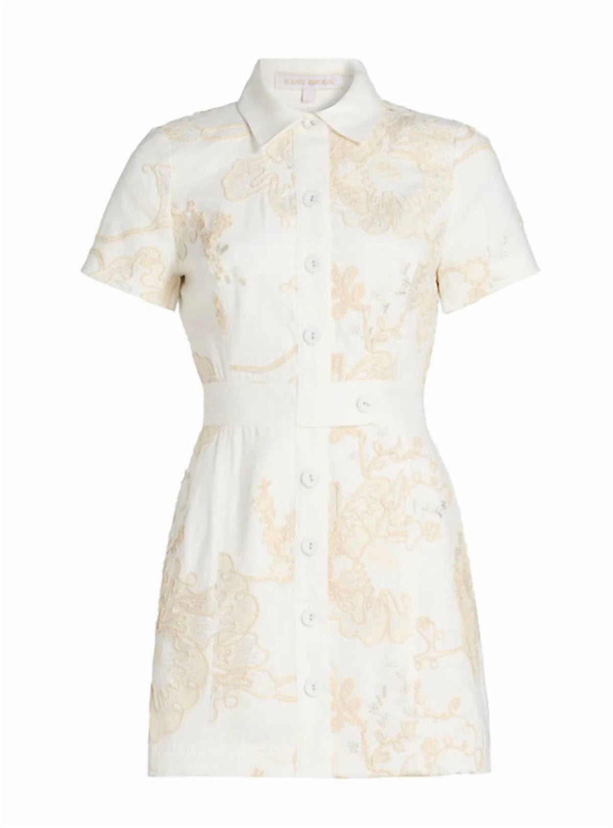 Shannon Floral Embroidered Mini Dress In White Embroidery
