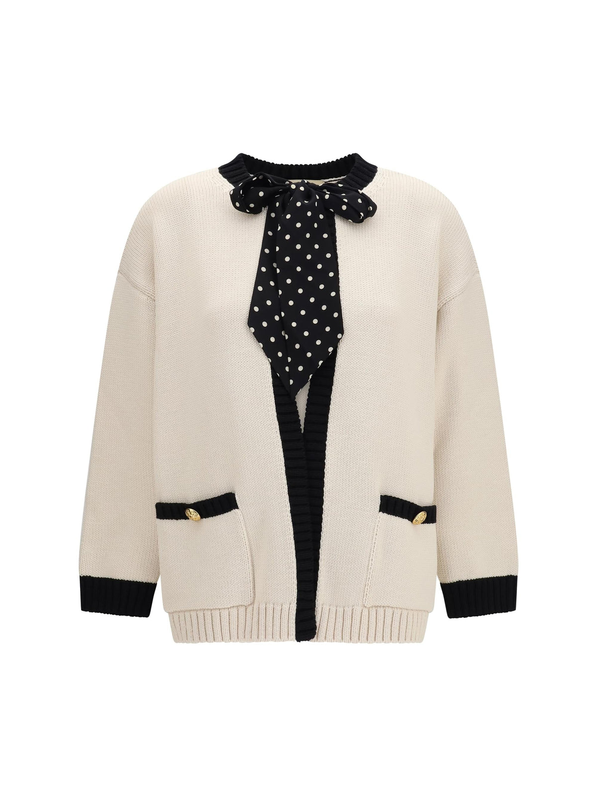 Valentino Women Open Polka-Dot Bow Cardigan