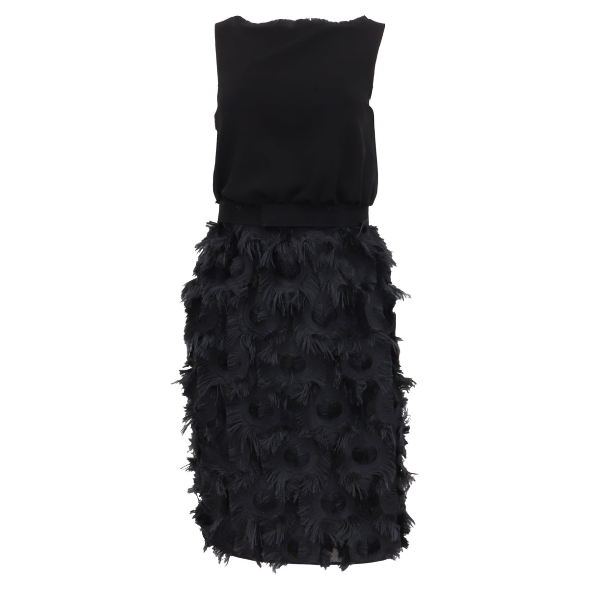 Max Mara Nastro Belted Chiffon Dress in Black Triacetate