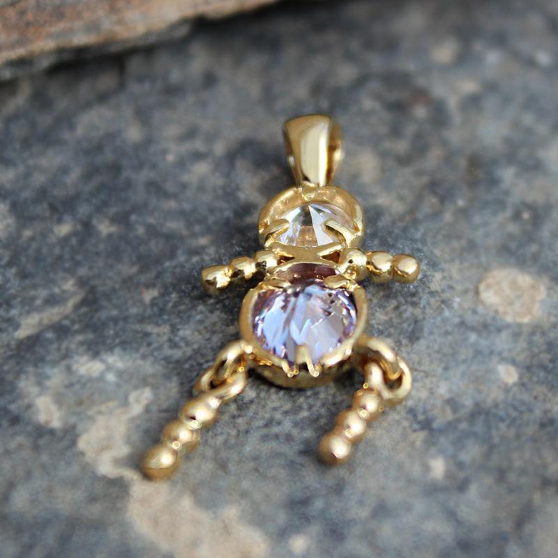 Gold Plating Brass Pendant with AAA CZ in Light Amethyst