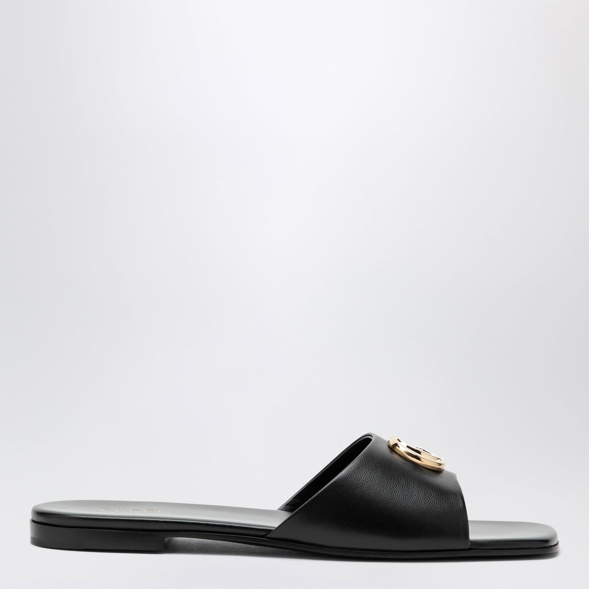 Gucci Black Nappa Leather Double G Slides Women