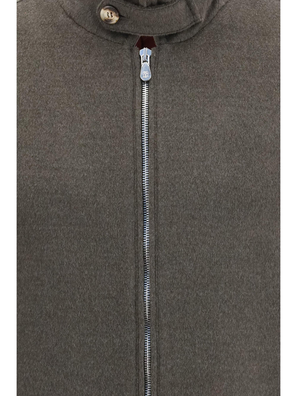 Brunello Cucinelli Men Wool Zip Jacket With High Collar