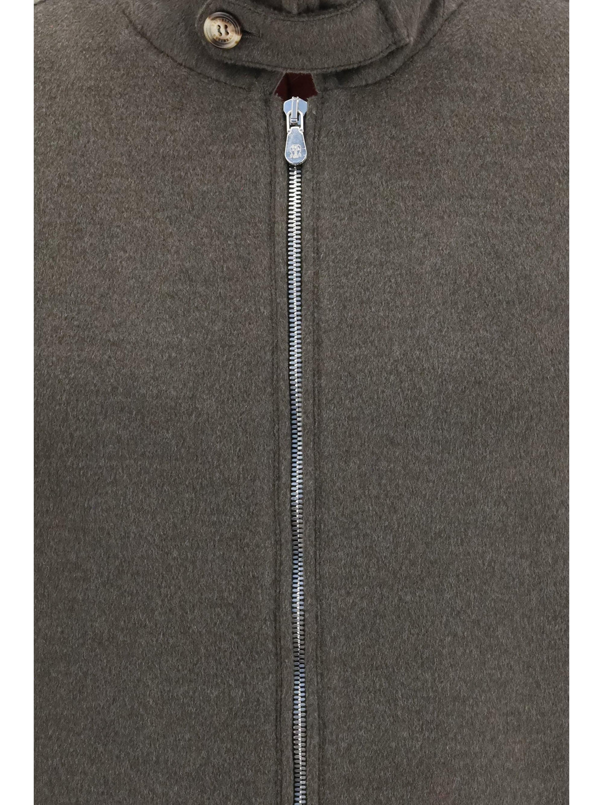 Brunello Cucinelli Men Wool Zip Jacket With High Collar