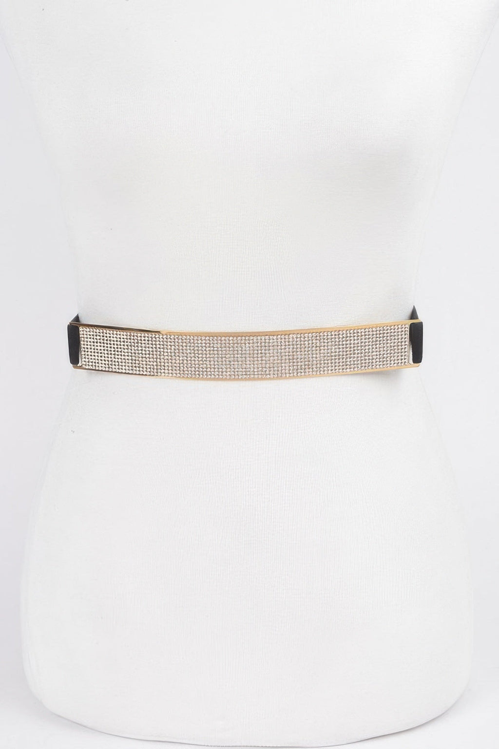 Rhinestone Metal Plate Elastic Belt