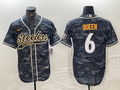 Men's Pittsburgh Steelers Patrick Queen #6 Grey Camouflage Player jersey Joint Edition