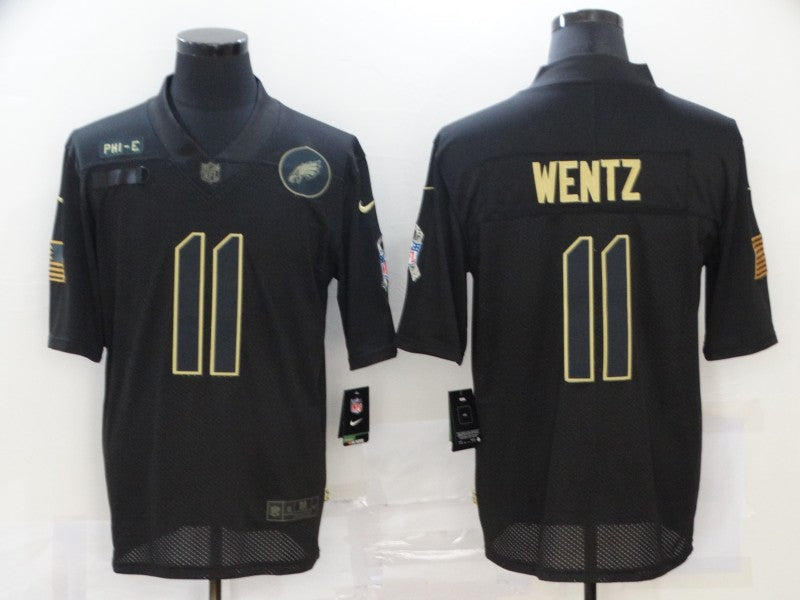 Men's Philadelphia Eagles Carson Wentz Black 2020 Salute To Service Limited jersey