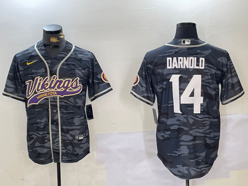 Men's Minnesota Vikings Sam Darnold #14 Grey Camouflage Game jersey