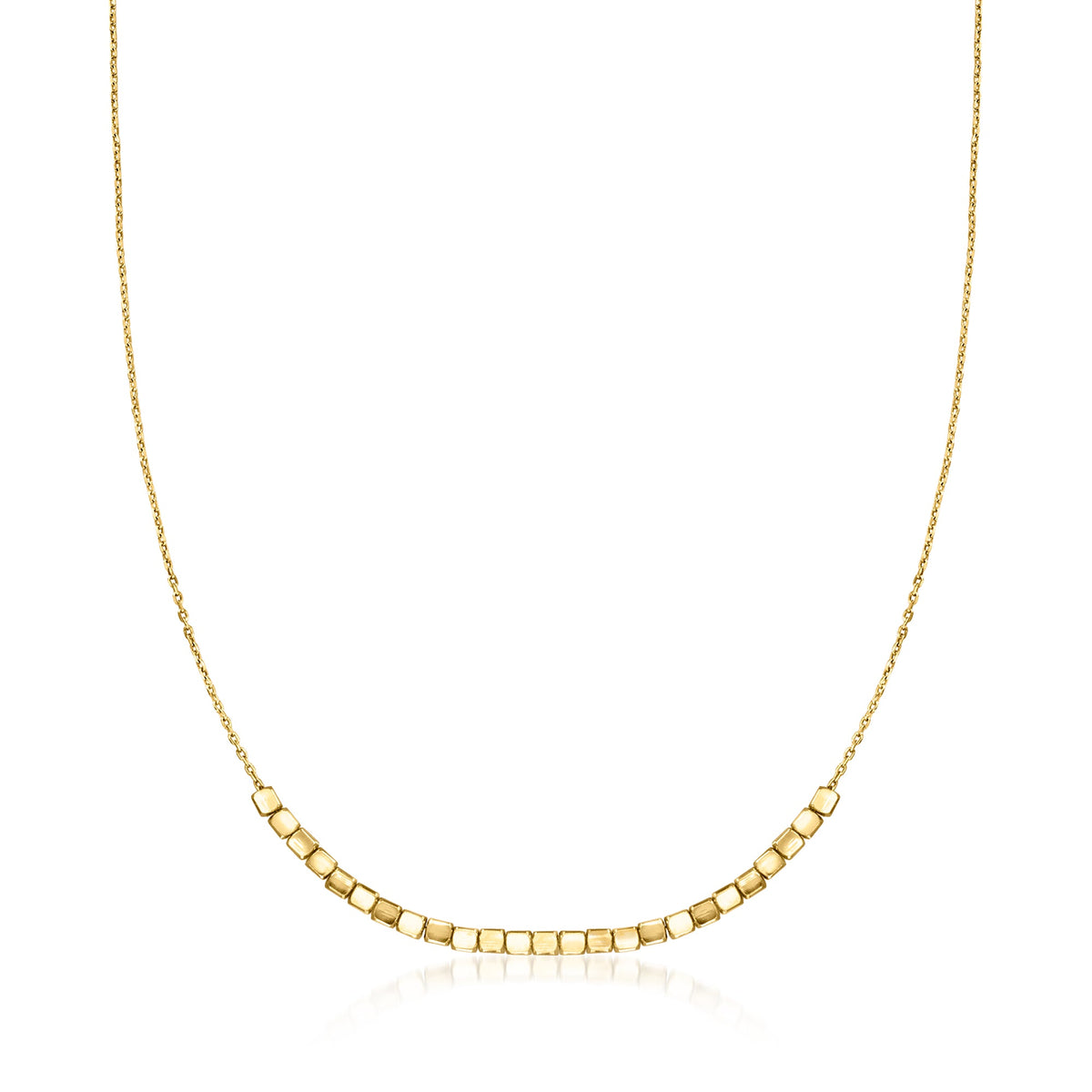 RS Pure by Ross-Simons Italian 18kt Gold Over Sterling Square Bead Necklace