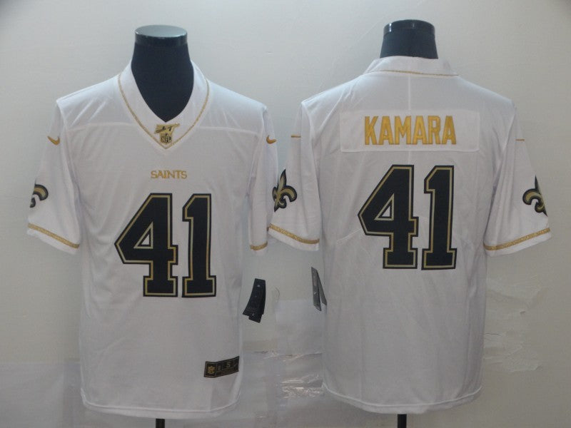 Men's New Orleans Saints Alvin Kamara #41 White Player Game jersey