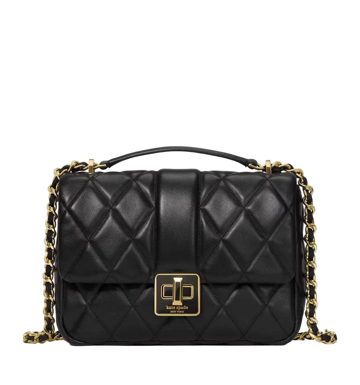 NWT Kate Spade Carey Quilted Leather Small Flap Crossbody Bag In Black