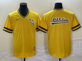 Men's Oakland Athletics Gold Cooperstown Collection Mesh Batting Player Jersey1