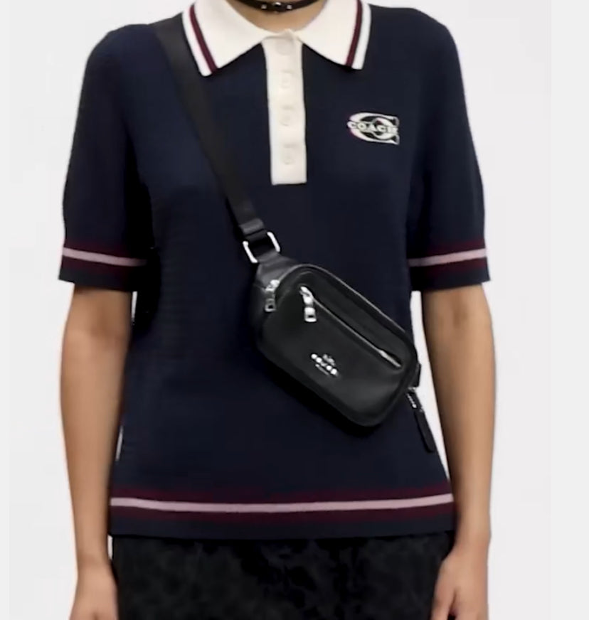 NWT Coach Leather Unisex Elias Mini Belt Bag Fanny Pack Sling Bag In Black
