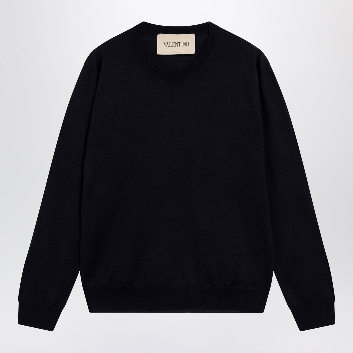 Valentino Navy Blue Wool Crewneck Sweater Men
