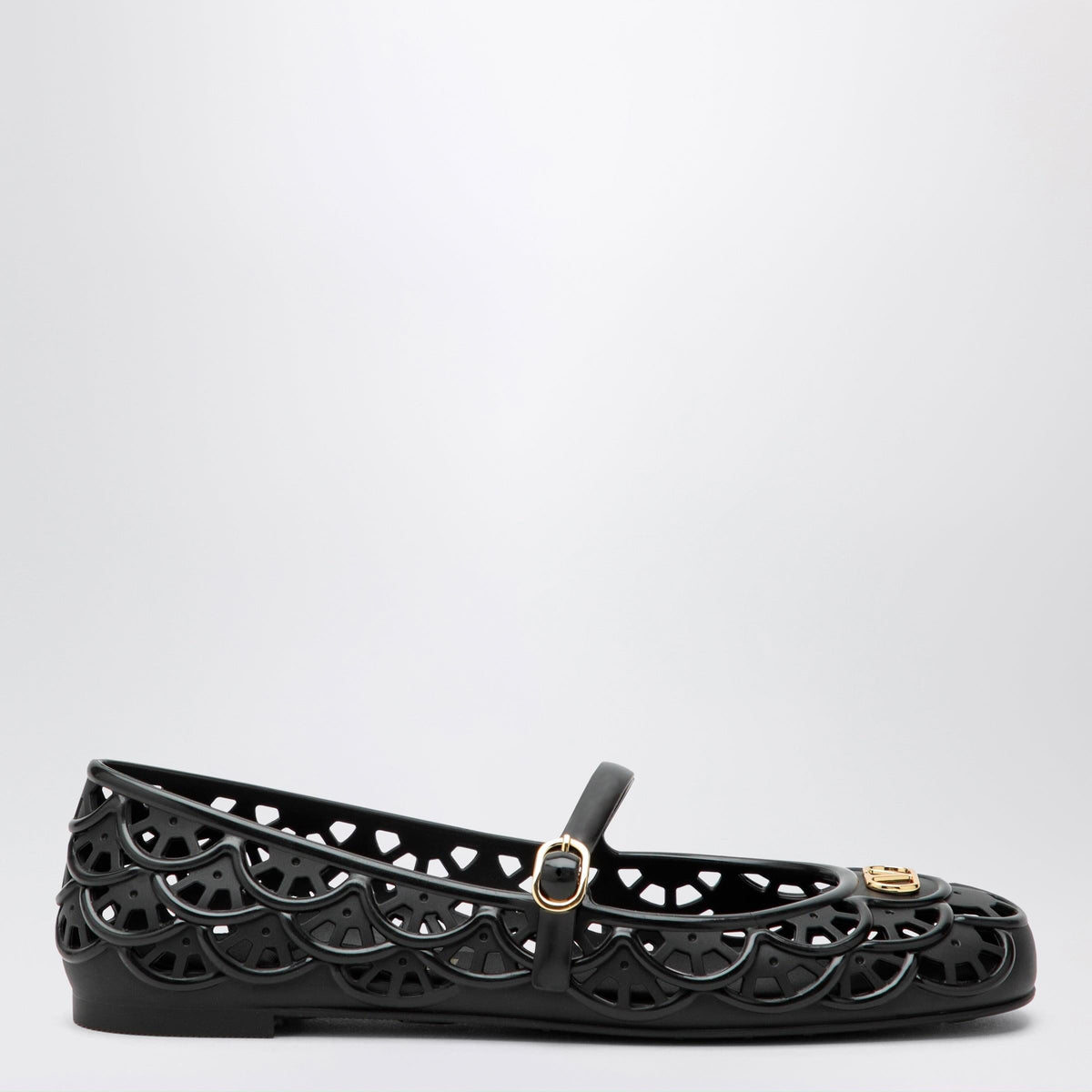 Valentino Garavani Black Vlogo Signature Rubber Ballet Flats Women