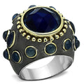 Reverse Two-Tone Brass Ring with Synthetic Synthetic Glass in Montana