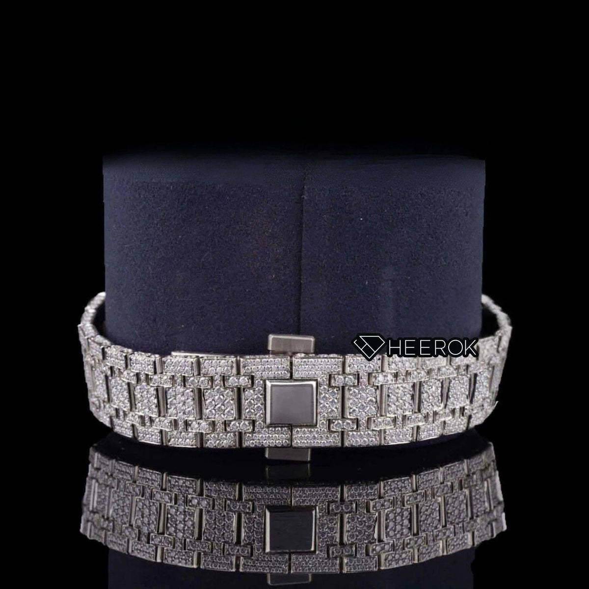 AP Royal Oak Fully Iced Out White Dial Stick Markers Diamond Bezel Moissanite Diamond Bracelet