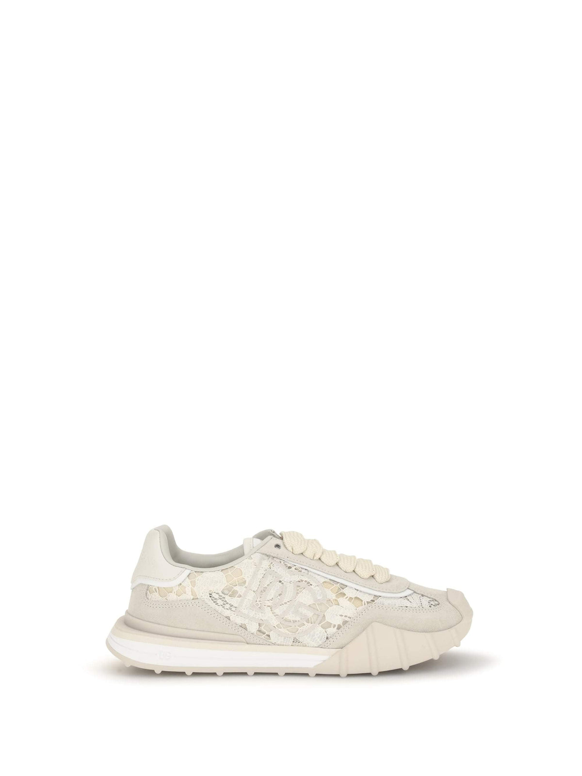 Dolce & Gabbana Women Leather And Lace Sneakers