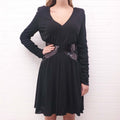 BALMAIN BLACK ROUCHED SEQUIN DRESS - SIZE 42