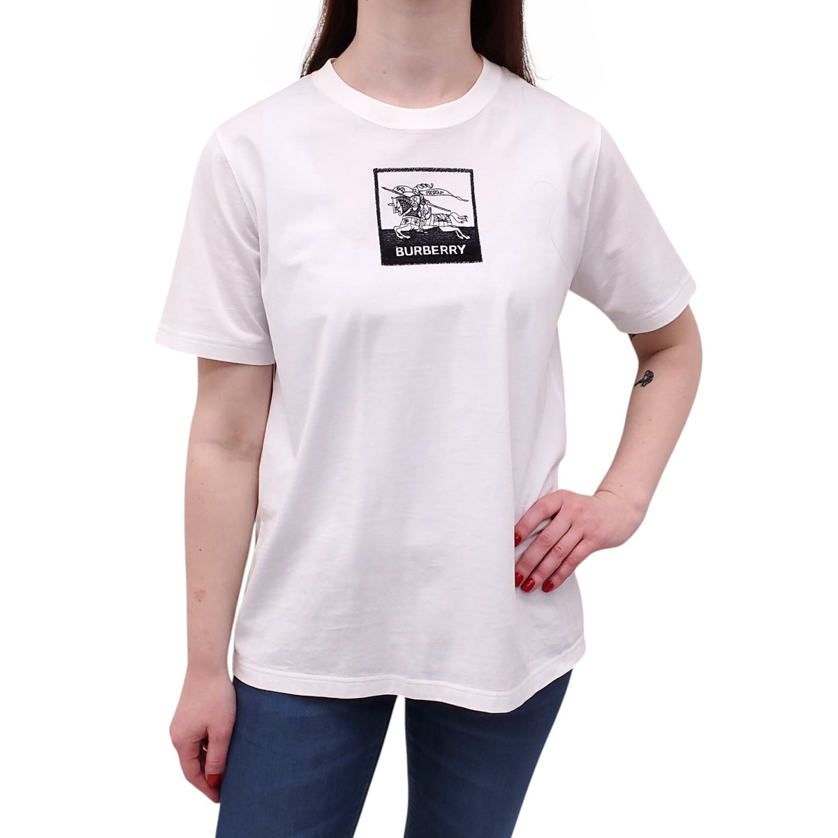 BURBERRY WHITE GRAPHIC LOGO T-SHIRT - SIZE M