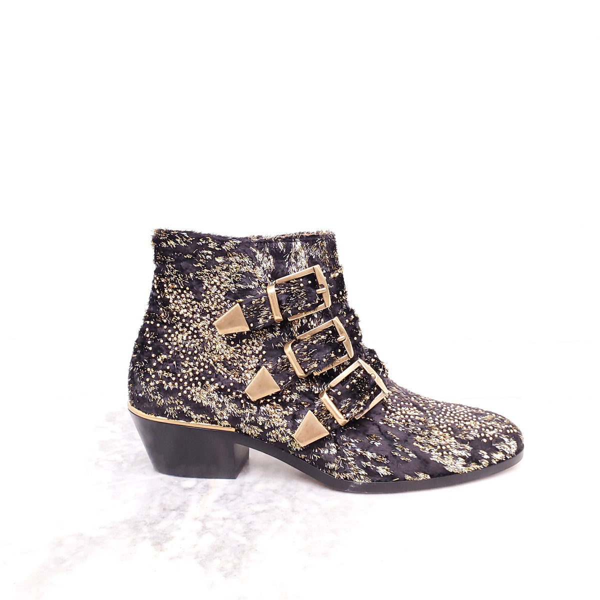 CHLOE METALLIC SUZANNE BOOTIES - SIZE 36.5
