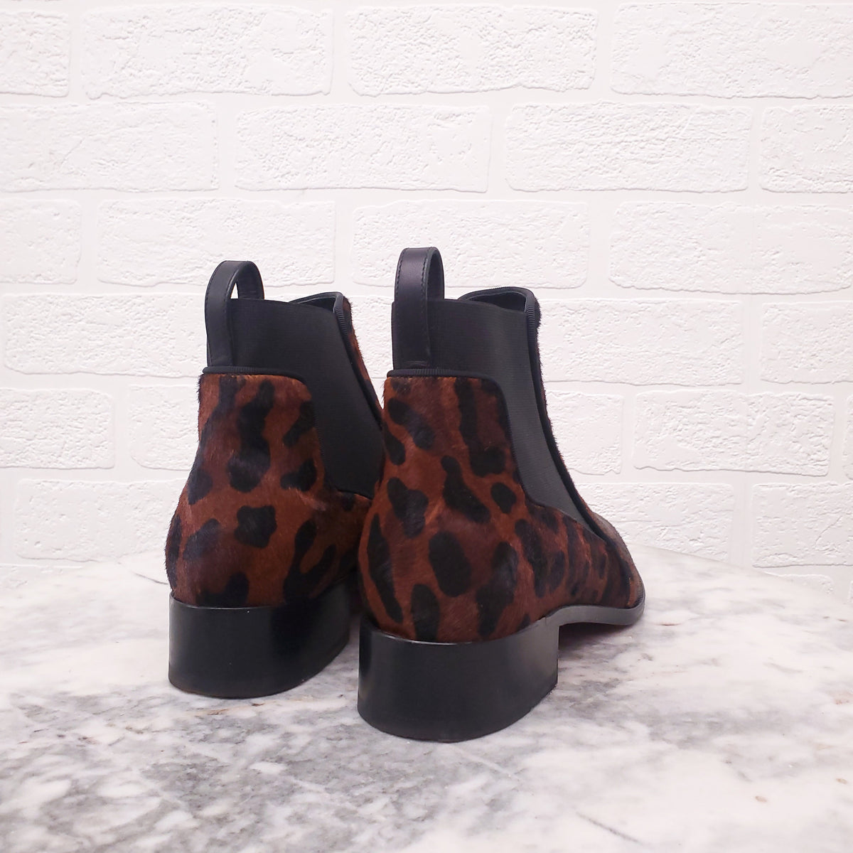 CHRISTIAN LOUBOUTIN PONY HAIR LEOPARD CHELSEA BOOT - SIZE 38
