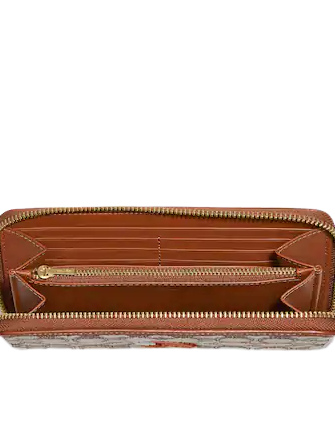 Coach Accordion Zip Wallet In Signature Jacquard With Fox Motif