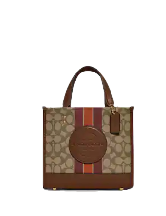 Coach Dempsey Tote 22 In Signature Jacquard With Stripe And Coach Patch