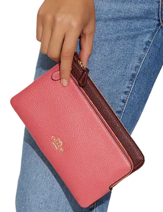 Coach Double Zip Wallet In Colorblock