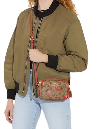Coach Mini Jamie Camera Bag In Signature Canvas With Wild Strawberry Print