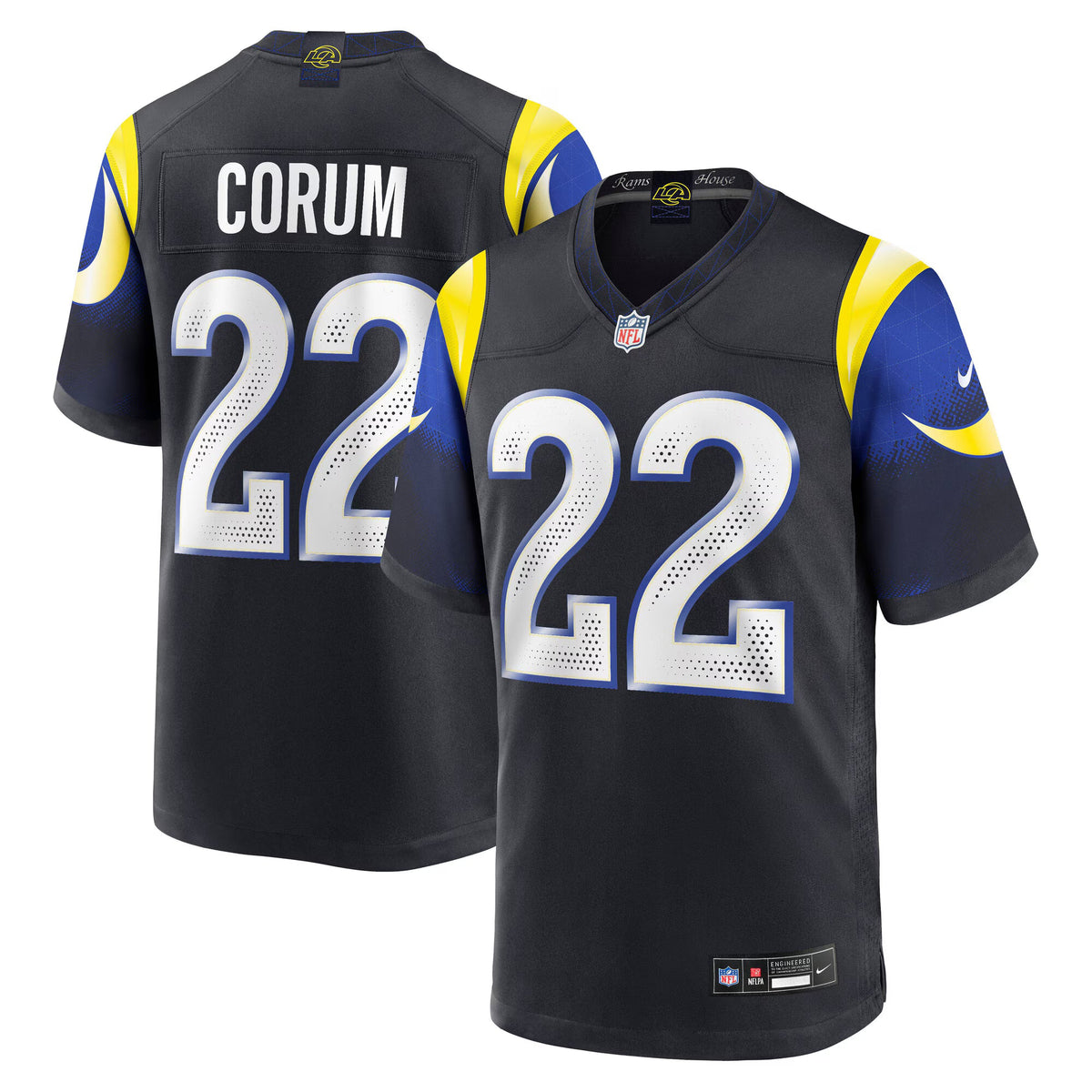 Los Angeles Rams Blake Corum Midnight Blue 2025 Rivalries Collection Game Jersey