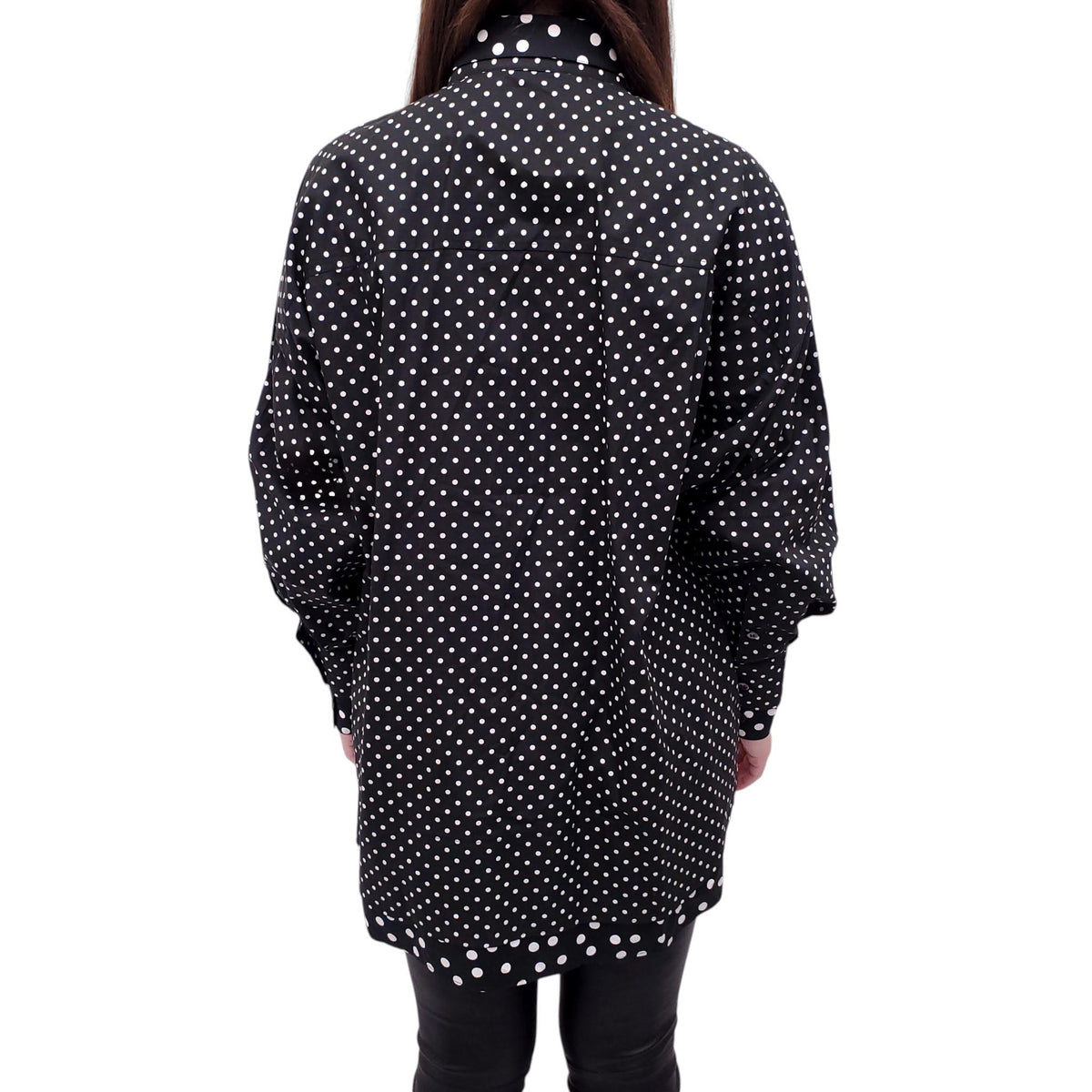DOLCE & GABBANA BLACK AND WHITE POLKA DOT BLOUSE - SIZE 42