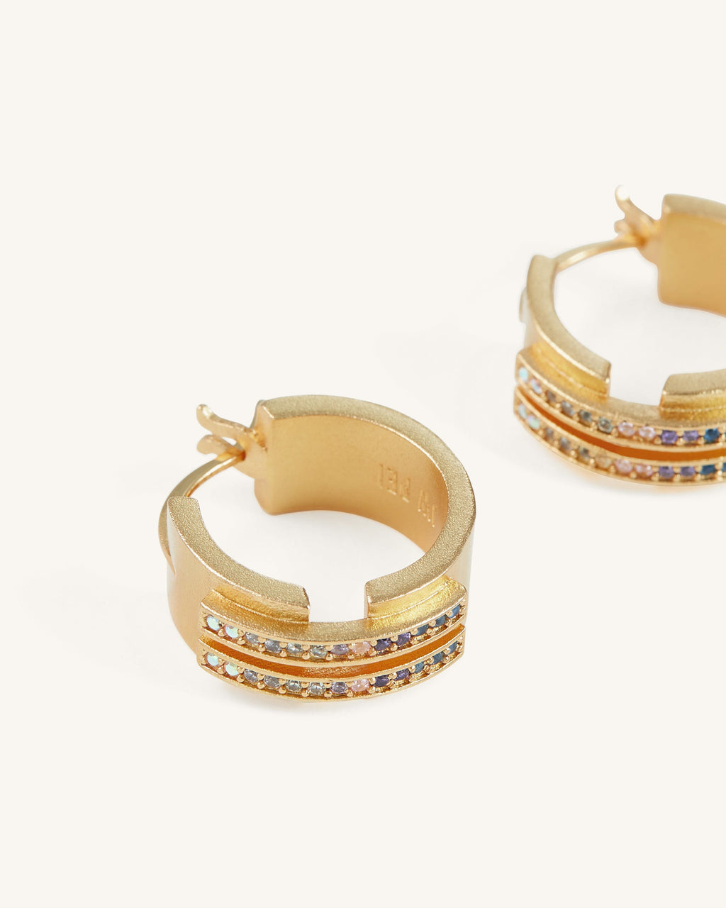 Hoop Earrings - 18ct Gold Plated & Multicolor Zircon
