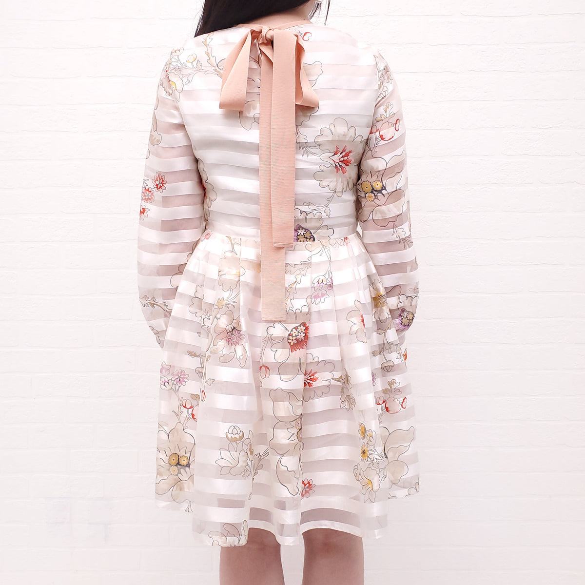FENDI CREAM SILK PODESWA FLORAL DRESS - SIZE 42