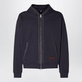 Fendi Navy Blue Cotton Zip-Up Hoodie Men