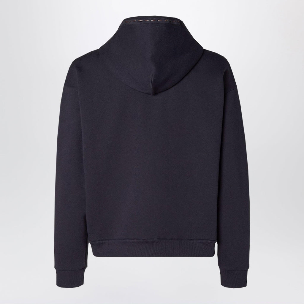 Fendi Navy Blue Cotton Zip-Up Hoodie Men
