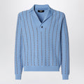 Fendi Light Blue Cotton Knit Jumper Men