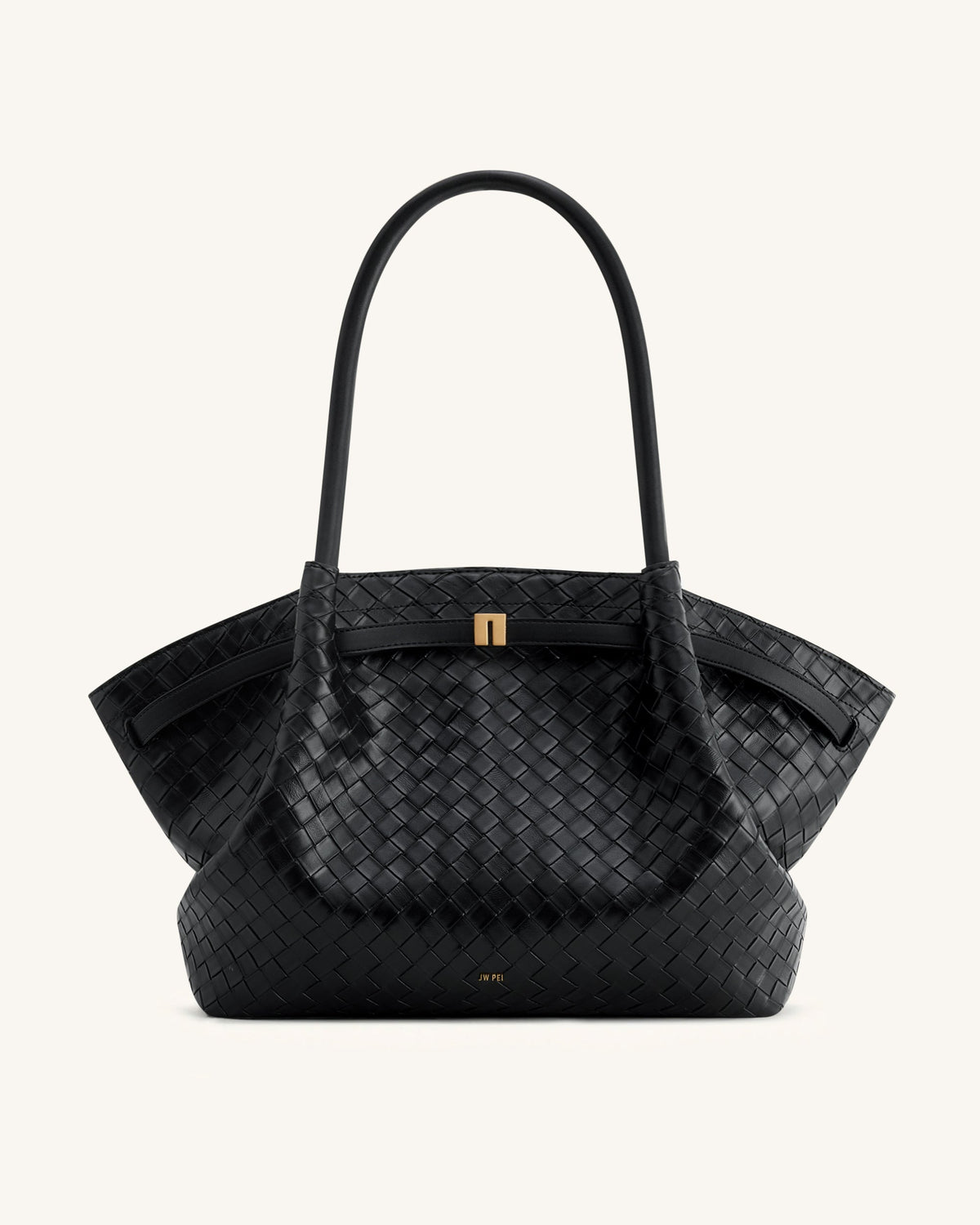 Hana Large Weave Texture Tote Bag - Black