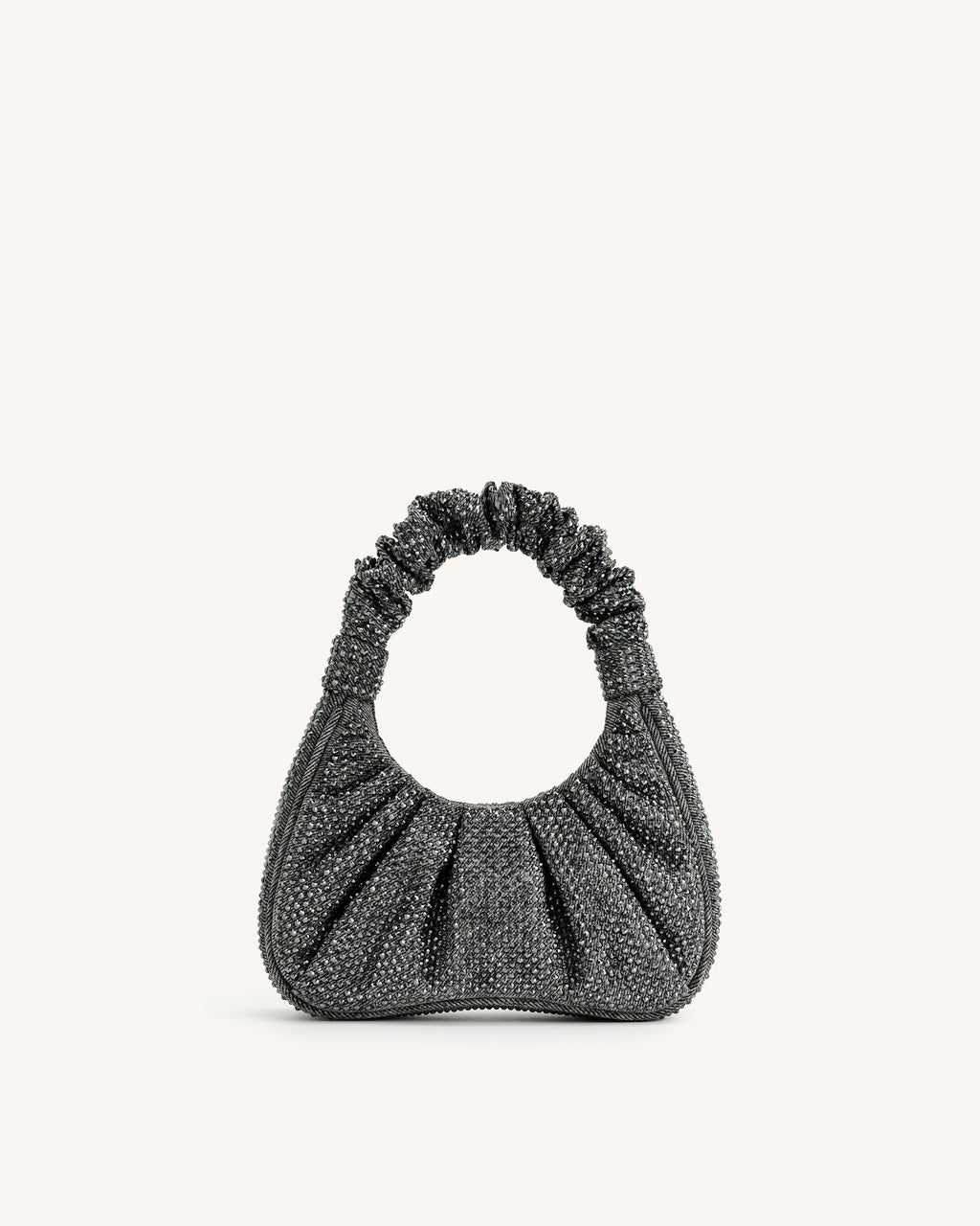 Gabbi Artificial Crystal Medium Ruched Hobo Handbag - Anthracite