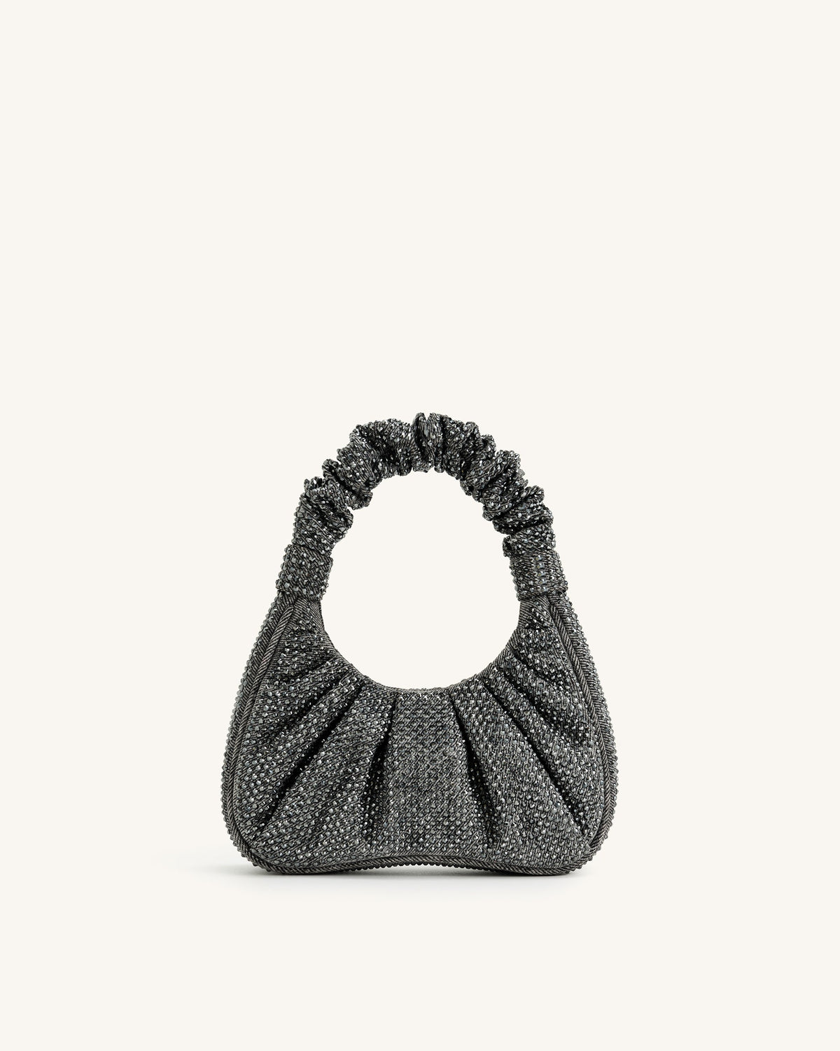 Gabbi Artificial Crystal Medium Ruched Hobo Handbag - Anthracite