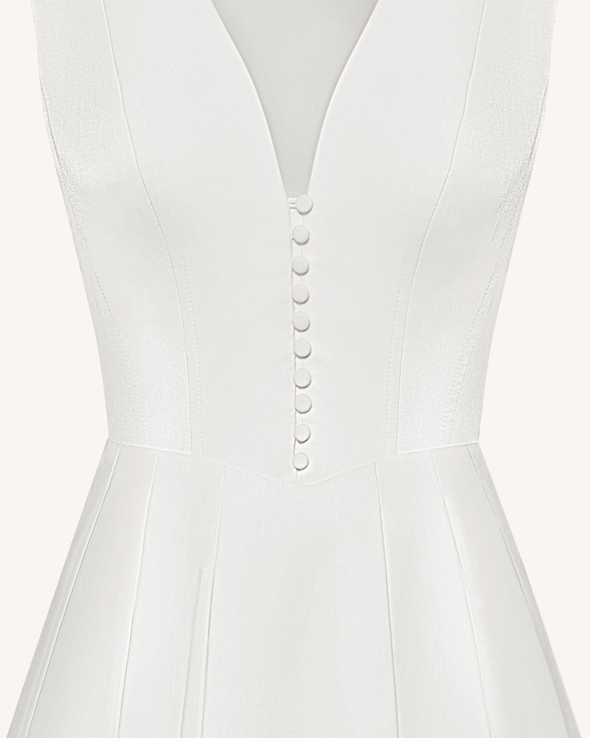 Front V-Neck Pleated Midi Dress - White
