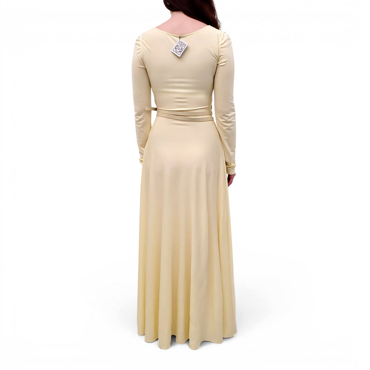 LOEWE YELLOW MIDI DRESS WITH LEATHER BELT - SIZE 36