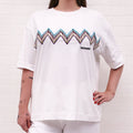MISSONI WHITE T-SHIRT WITH ZIGZAG KNIT DETAIL - SIZE XL