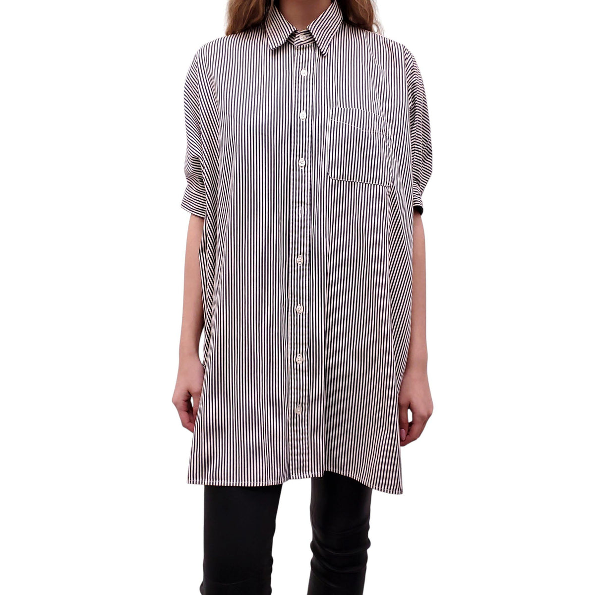 R13 STRIPED OVERSIZED SHIRT DRESS - SIZE XS