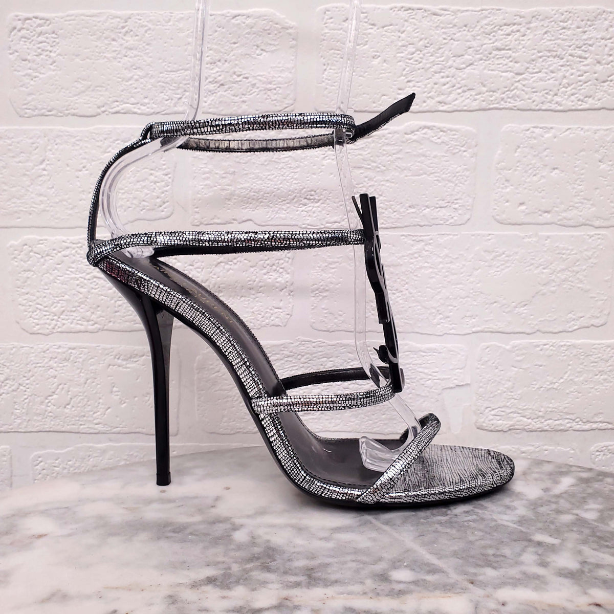 SAINT LAURENT CASSANDRA YSL LOGO SANDAL - SIZE 40