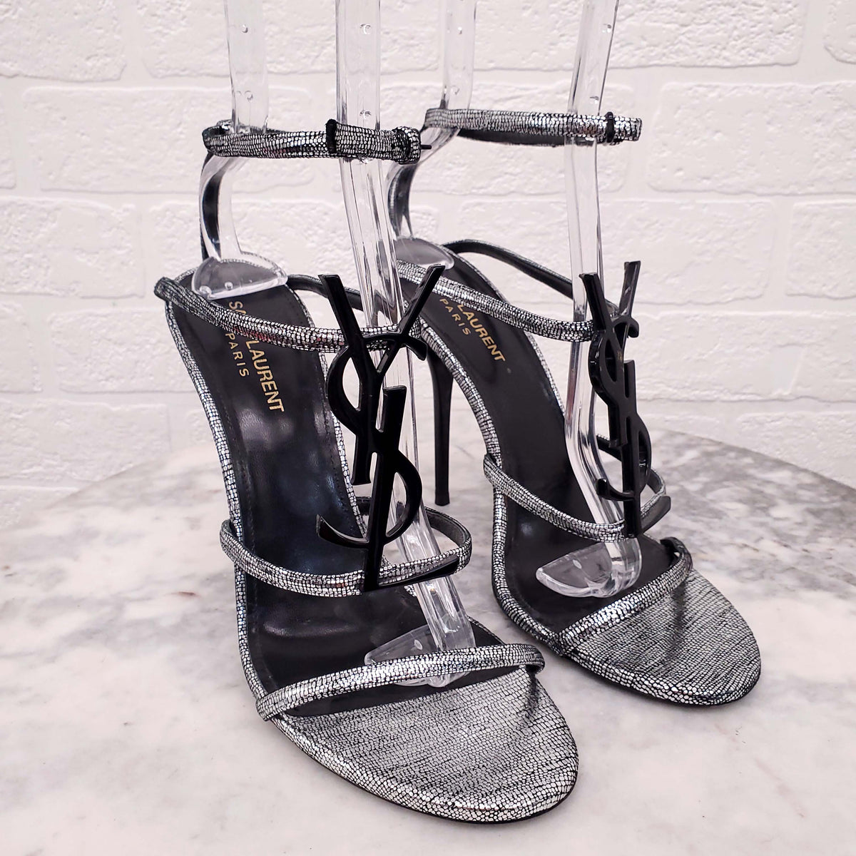 SAINT LAURENT CASSANDRA YSL LOGO SANDAL - SIZE 40