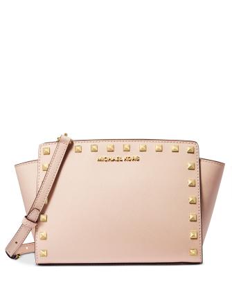 Michael Michael Kors Selma Medium Studded Saffiano Messenger